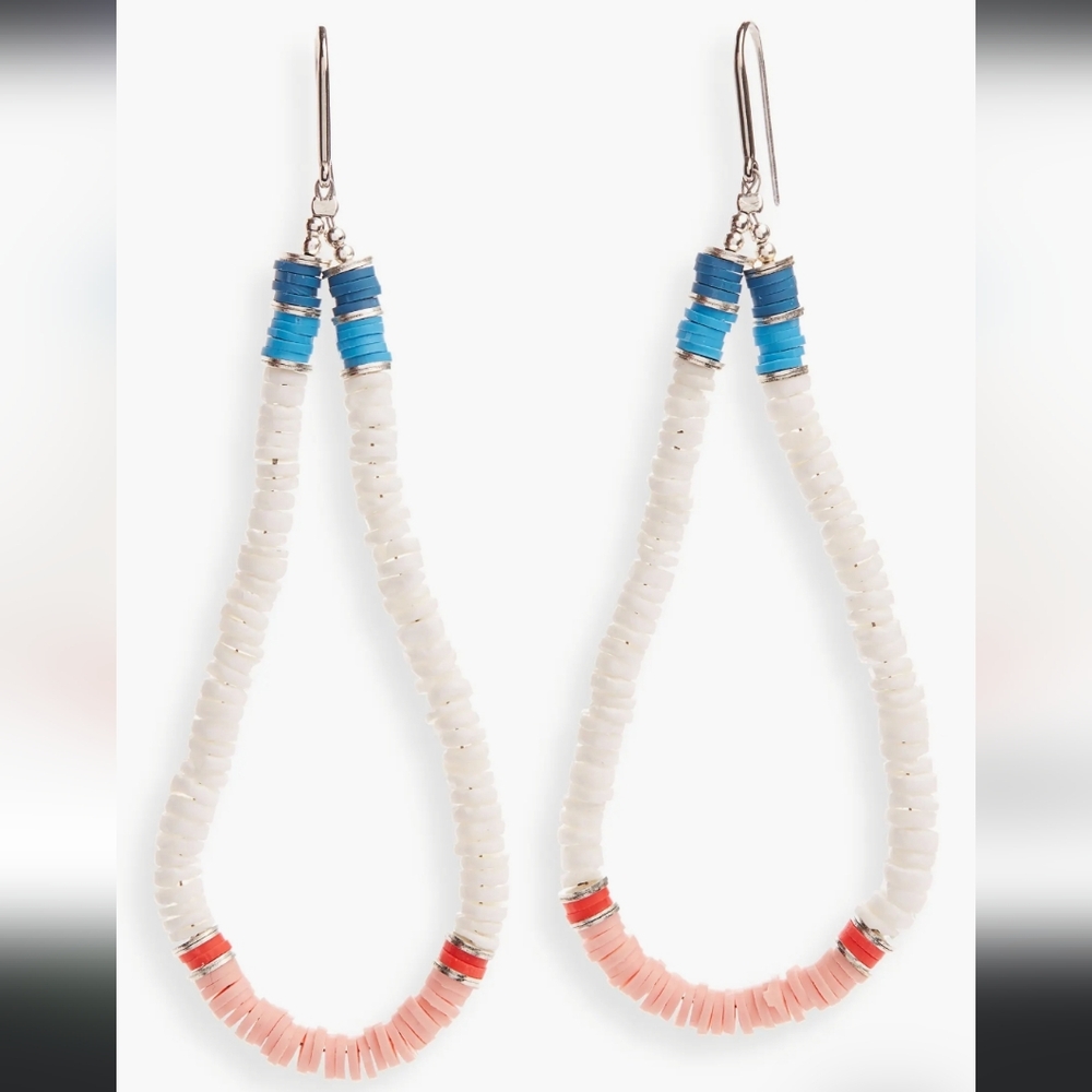 NWOT Isabel Marant White and Teal Beaded Earrings - Picture 6 of 8